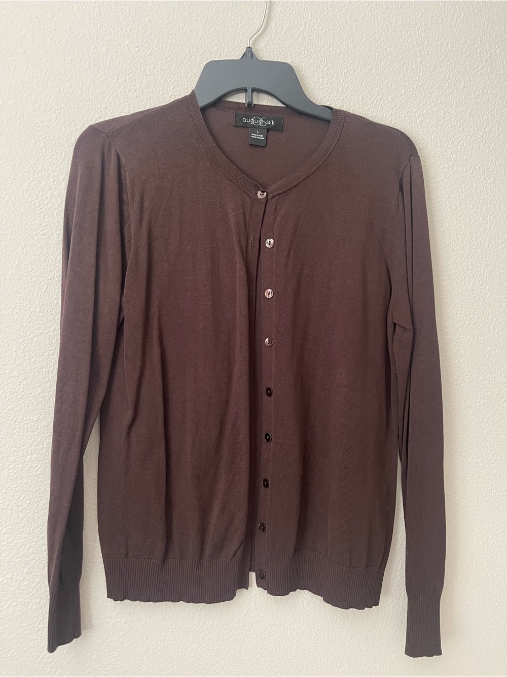 August Silk Button Up Cardigan L